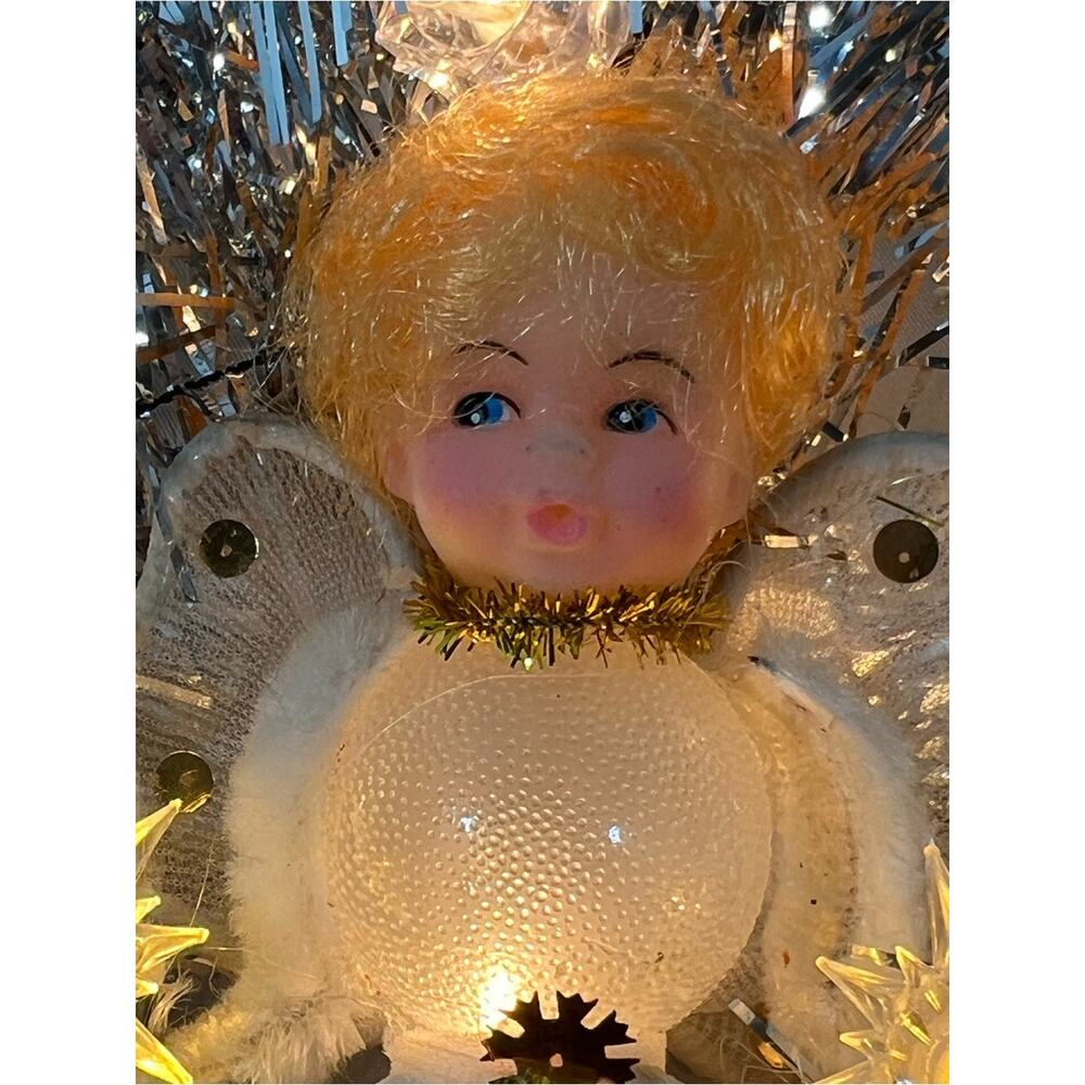 Vintage Mid Cenutry Angel Tree Topper Top or Christmas Decor Lighted Restored - Picture 6 of 13
